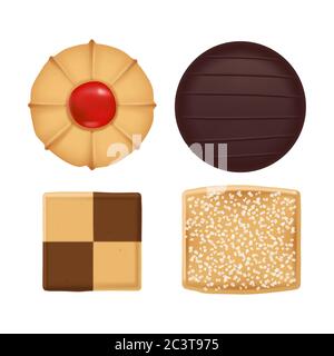 Collection de biscuits assortis à pose à plat Vector Illustration de Vecteur