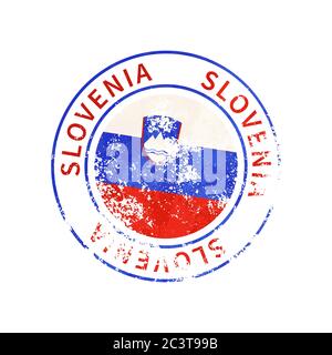 Signe de Slovénie, impression grunge vintage avec drapeau sur blanc Illustration de Vecteur