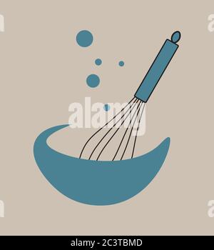 un bol et une cuillère à vecteur plat Illustration de Vecteur