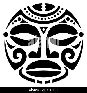 Motif de vecteur de tatouage de visage maori polynésien, motif tribal d'homme ou de femme hawaïen Illustration de Vecteur