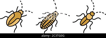Les icônes de cafard définissent le vecteur à plat Illustration de Vecteur