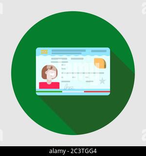Icône plate CIE ID italien avec ombre longue Illustration de Vecteur
