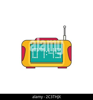 Horloge numérique avec radio. Icône vecteur plat Illustration de Vecteur