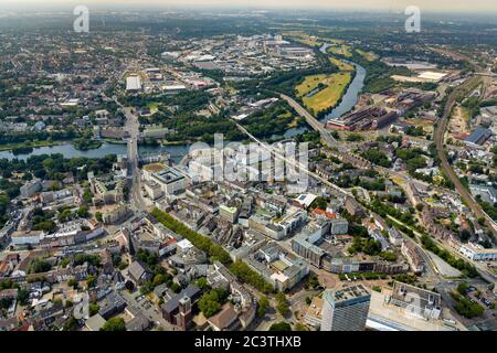 Vue sur la vieille ville, quartier Altstadt I, 21.07.2019, vue aérienne, Allemagne, Rhénanie-du-Nord-Westphalie, région de la Ruhr, Muelheim/Ruhr Banque D'Images