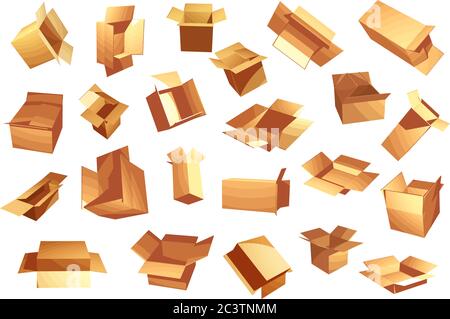 Jeu de boîtes en carton vectorielles Illustration de Vecteur