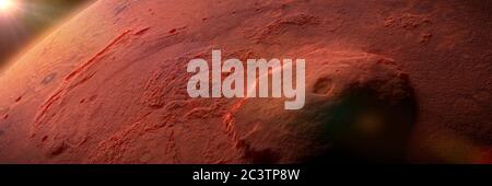 Olympus Mons, volcan sur la planète Mars, plus grand volcan du système solaire Banque D'Images