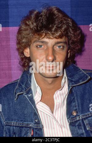 Barry Manilow rencontre la presse à Londres avant son concert au Palais de Blenheim le 27 août 1983 Banque D'Images