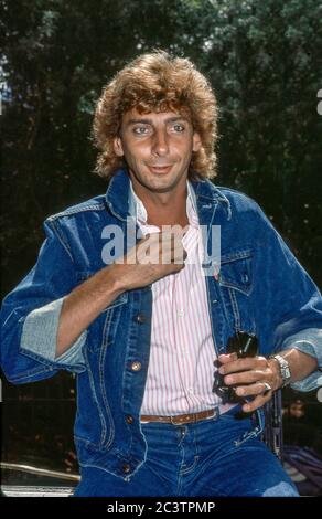 Barry Manilow rencontre la presse à Londres avant son concert au Palais de Blenheim le 27 août 1983 Banque D'Images