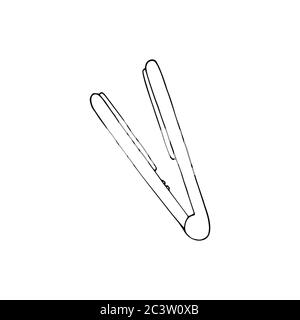 Icône lisseur. Affiche de fer plat. Illustration de l'oedle dessinée à la main Illustration de Vecteur