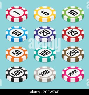 Jetons Casino Vector Flat Illustration de Vecteur