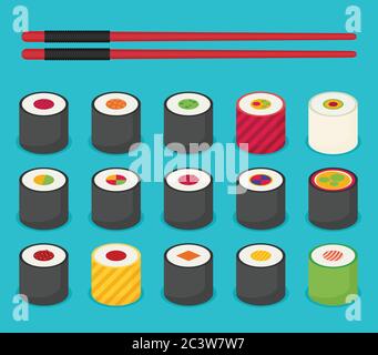 Icône sushi. Conception plate vectorielle Illustration de Vecteur