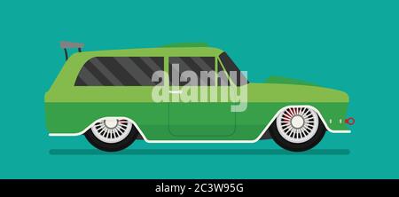 Vector HotRod plat. Voiture de course Old School. Illustration de Vecteur