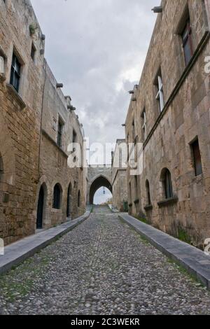 Knights Street, Rhodes Old City, Grèce Banque D'Images