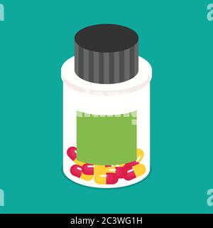 Flacon de pilule vecteur avec pilules capsule Illustration de Vecteur