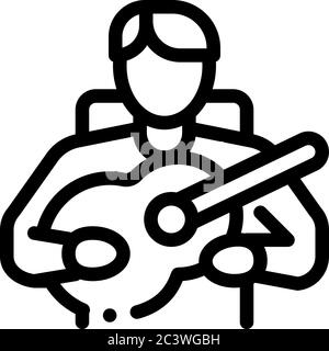 bard jouant sur guitare icône vector illustration du contour Illustration de Vecteur