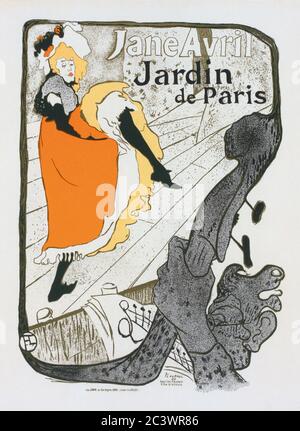 Jane avril danse au jardin de Paris. Affiche 1893 de Henri de Toulouse-Lautrec. Henri de Toulouse-Lautrec, artiste français, 1864-1901. Le jardin de Paris était un « café-concert » sur les champs-Élysées. Banque D'Images
