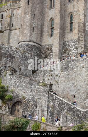 Le Mont-Saint-Michel, France - 13 septembre 2018 : Mont Saint-Michel, monastère et village sur une île marémotrice entre Bretagne et Normandie, Franc Banque D'Images