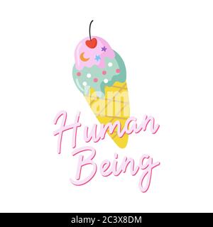 Joli imprimé LGBTQ. Éléments de conception colorés et typographie. Illustration vectorielle dessinée à la main et lettrage. Affiche, bannière, logo du mois de la fierté Illustration de Vecteur