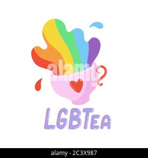 Joli imprimé LGBTQ. Éléments de conception colorés et typographie. Illustration vectorielle dessinée à la main et lettrage. Affiche, bannière, logo du mois de la fierté Illustration de Vecteur