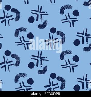 Motif sans couture. Fond en forme de point de croix brisé tracé à la main. Pinceau texturé monochrome bleu indigo tout échantillon de surimpression Illustration de Vecteur