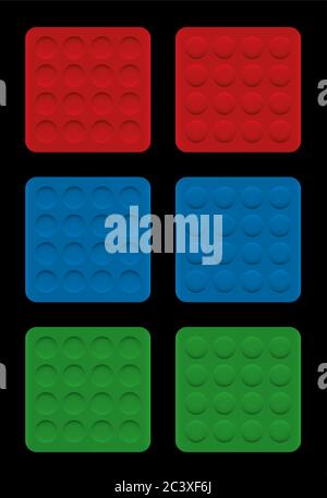 Cercles concaves et convexes. Creux avec ombrage foncé en haut, renflements avec ombrage clair en haut. Les cratères et les bosses illusion. Banque D'Images