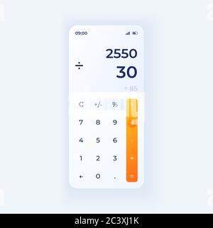 Modèle vectoriel d'interface de smartphone de l'application Calculatrice Illustration de Vecteur