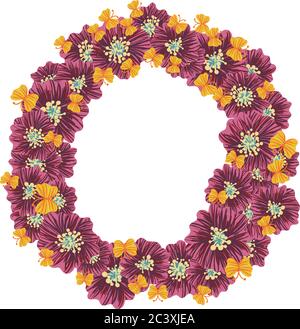 couronne fleurie avec illustration vectorielle papillons Illustration de Vecteur