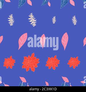 Motif fleuri vectoriel bleu et rose sans couture Illustration de Vecteur