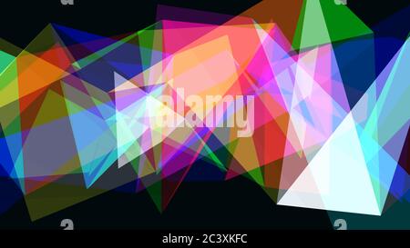 Résumé Arc-en-ciel translucide déplacement de formes géométriques de triangles - Résumé texture d'arrière-plan Banque D'Images