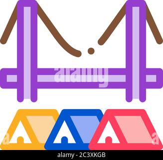 illustration du contour du vecteur de l'icône représentant des tentes sans domicile sous le pont Illustration de Vecteur