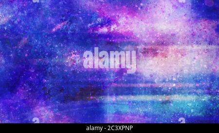 Violet espace extérieur Nebula crachant des particules magiques de poussière - Résumé texture de fond Banque D'Images