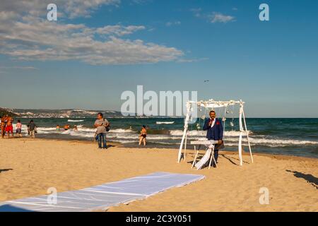 Mariage sur la plage en Bulgarie Banque D'Images