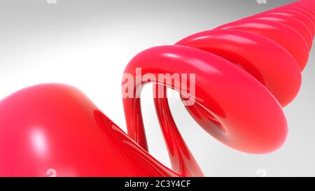La forme abstraite en spirale rouge simple est dans l'espace, le rendu 3d généré par ordinateur arrière-plan blanc Banque D'Images