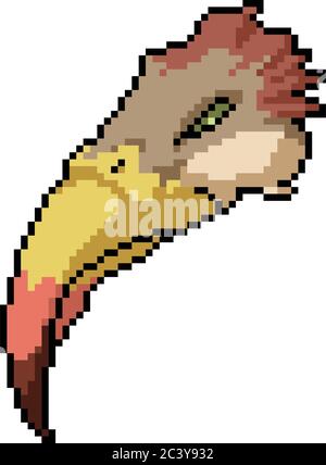 tête d'oiseau isolée pixel art vectoriel Illustration de Vecteur