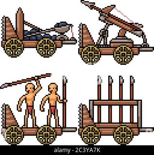 vecteur pixel art isolé armes de guerre médiévale Illustration de Vecteur