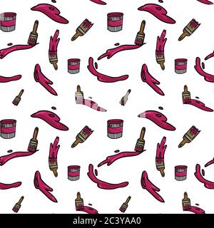 Joli ensemble de peinture dessin animé sans couture motif vectoriel. Décoration maison dessinée à la main. Tout imprimé pour la rénovation de maison blog, art graphique, éclaboussures Illustration de Vecteur