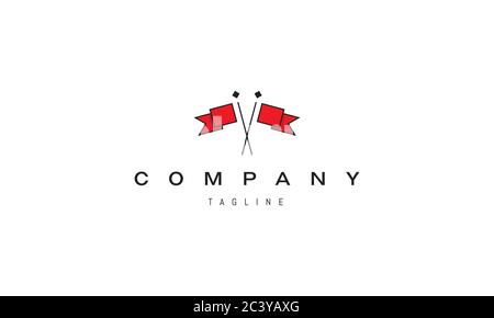 Logo vectoriel sur lequel une image abstraite de deux drapeaux rouges croisés. Illustration de Vecteur