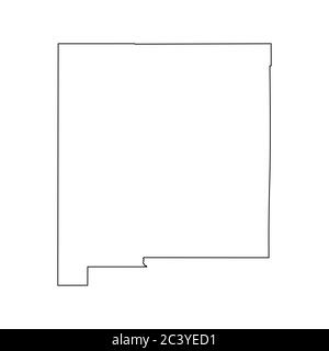 Cartes de l'état NOUVEAU Mexique NM. Carte de contour noire isolée sur fond blanc. Vecteur EPS Illustration de Vecteur