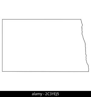 Cartes de l'État du Dakota du Nord. Carte de contour noire isolée sur fond blanc. Vecteur EPS Illustration de Vecteur