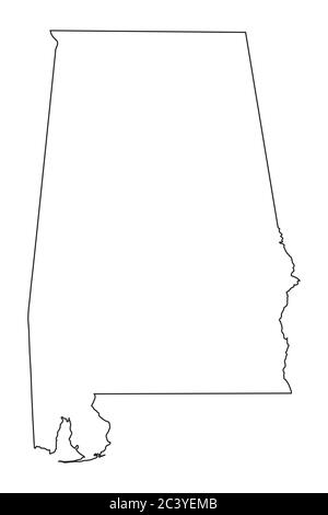 Alabama AL State Map USA. Carte de contour noire isolée sur fond blanc. Vecteur EPS Illustration de Vecteur