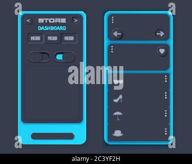 Kit d'interface utilisateur Neumorph sur l'écran du terminal Illustration de Vecteur