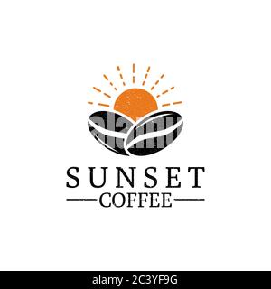 symbole de logo de café de coucher de soleil classique, peut être utilisé pour votre marque, votre identité de marque ou votre marque commerciale Illustration de Vecteur