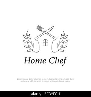 Home Chef logo design avec style rustique, cuisine dans maison logo vecteur ensemble inspiration Illustration de Vecteur