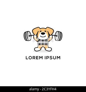 Chien chiot faire la forme physique logo design, chiots amour sport logo design vecteur stock Illustration de Vecteur