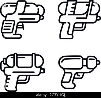 Squirt gun icons set. Ensemble de contours squirt gun icônes vectorielles pour le web design isolé sur fond blanc Illustration de Vecteur