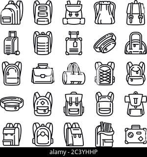 Icons set sac à dos. Contours ensemble d'icônes vectorielles sac à dos pour la conception web isolé sur fond blanc Illustration de Vecteur