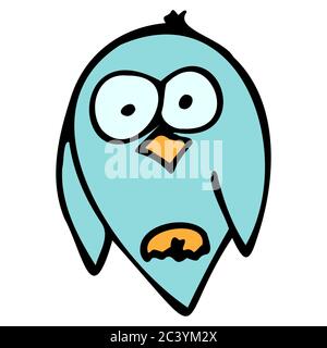 Oiseau coloré dessiné à la main. Dessin animé oiseau contour style doodle. Illustration vectorielle isolée sur fond blanc. Décoration pour cartes de vœux Illustration de Vecteur
