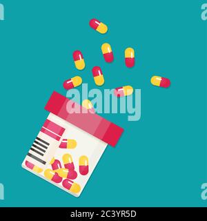 Flacon de pilule vecteur avec pilules capsule Illustration de Vecteur