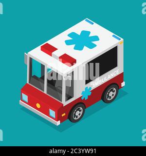 Vector illustration d'ambulance. Vue isométrique du transport. Illustration de Vecteur