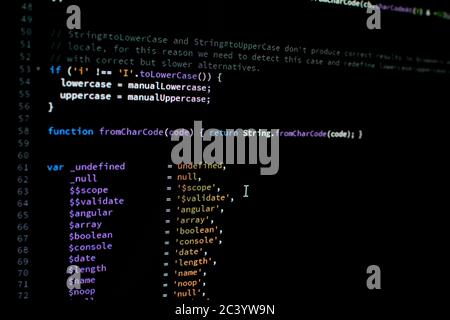 Code AngularJS. Codage de bibliothèque pour javascript Framework Angular js. Développeur Web App Make code using a JavaScript framework. Banque D'Images